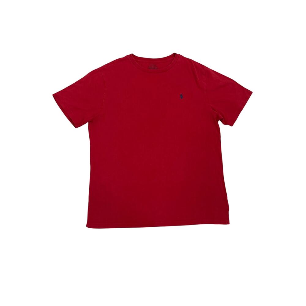 Polo Ralph Lauren Classic Fit Crew Neck Red T Shirt Blue Logo Size Youth XL